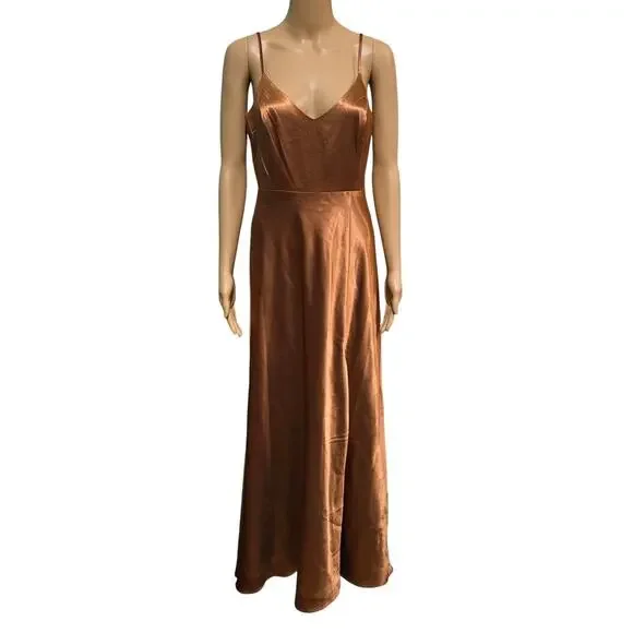 Birdy Grey Copper Satin Formal Dress Size Small - Picture 2 of 7